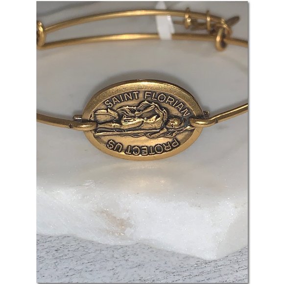 Alex and Ani Saint Florian Charm Horizontal Bangle Bracelet Gold Tag Attached - Picture 6 of 9